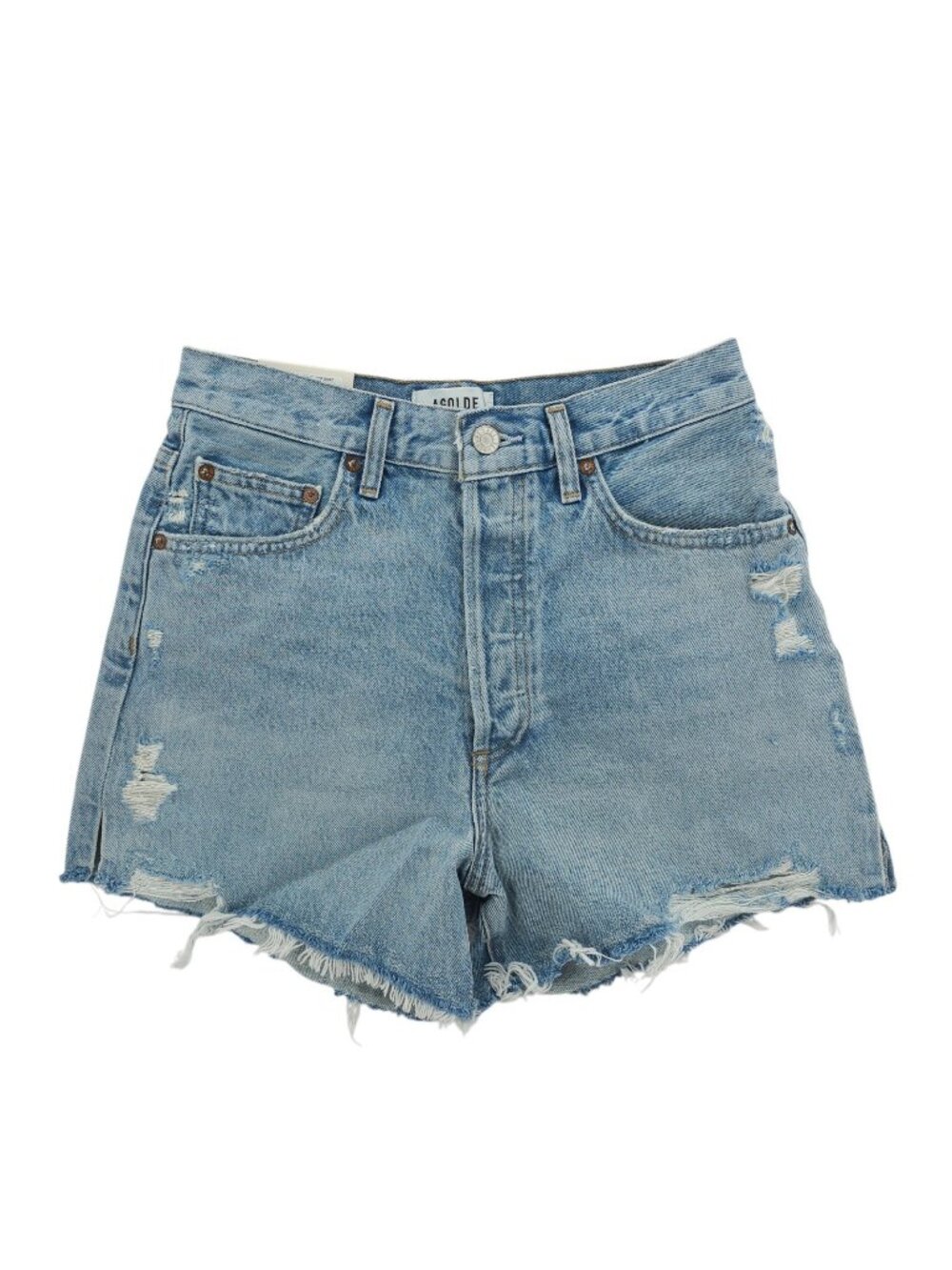 NWT AGOLDE Dee Short Vintage High Rise MUSE Wash Denim Distressed Size 27